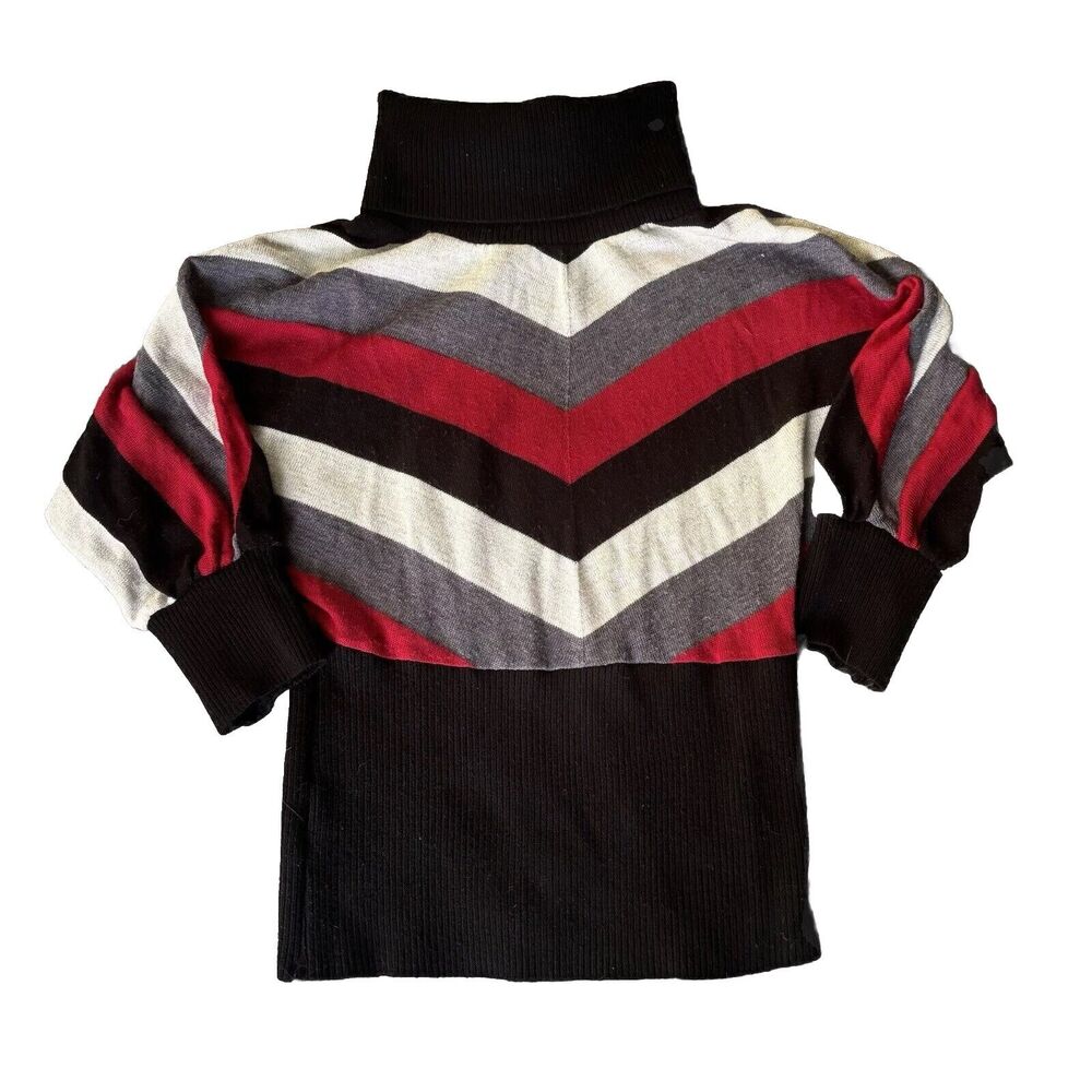 BCX Sweater Sz M Pullover Stripes Red Black Womens Knit Casual Autumn Casual